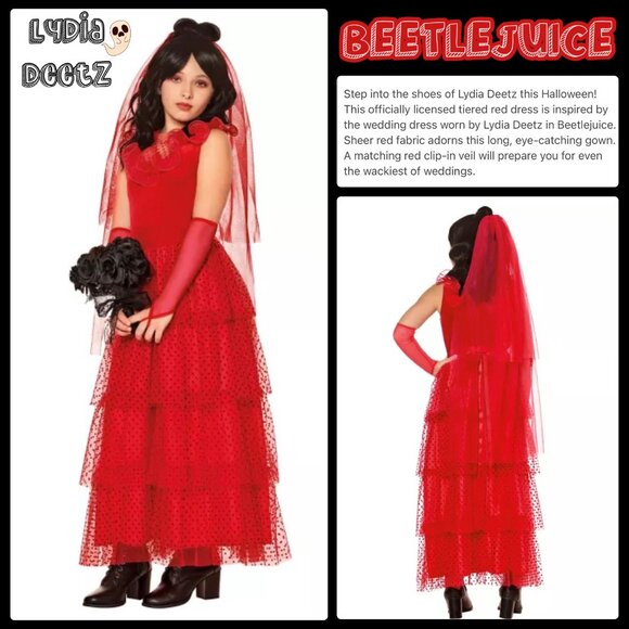 Spirit Other - Spirit Halloween Beetlejuice Bride Lydia Deetz Dress Youth L 12-14 Kids Costume